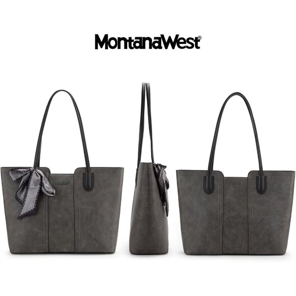 Women Dusty Grey Imported Vegan Leather Medium Top Handle Satchel Tote Bags - Picture 3 of 6